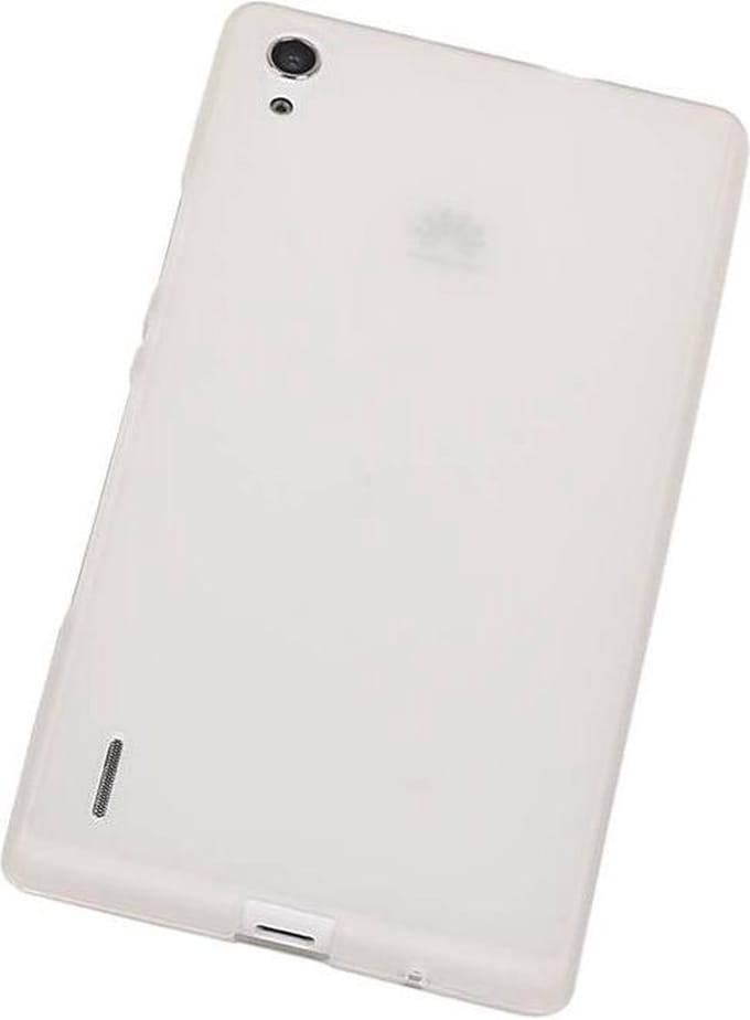 Huawei Ascend P7 - TPU Hoesje Transparant Wit - Back Case Bumper Hoes Cover