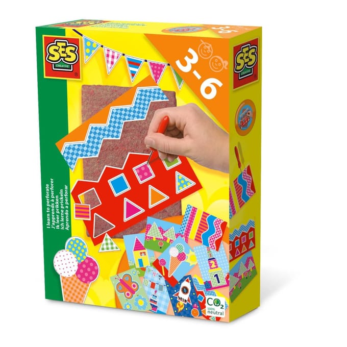 SES Creative Ik Leer Prikken met Prikpen en Prikmat - 9 Kaarten - Vanaf 3 Jaar - Schoencadeautjes Sinterklaas