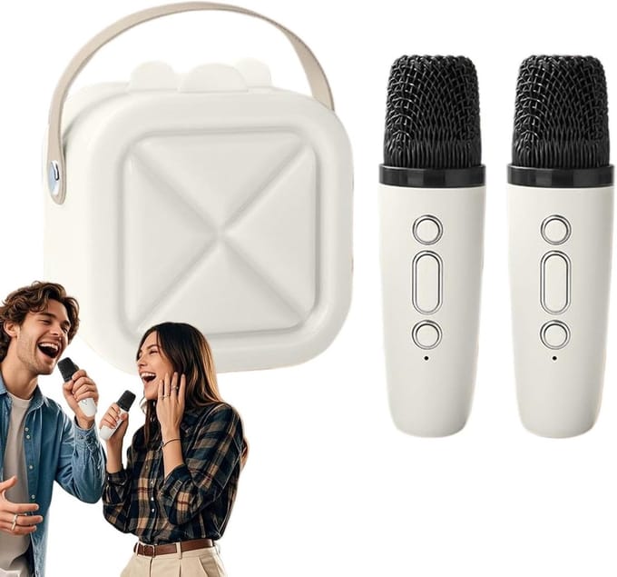 Karaoke Machine - Zing Installatie - Muziekfeest Kinderen - Met Twee Microfoons - 10.8 cm - Wit