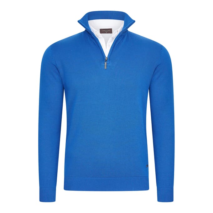 Cappuccino Italia - Heren Trui Pullover Zip Mock - Blauw - Maat M