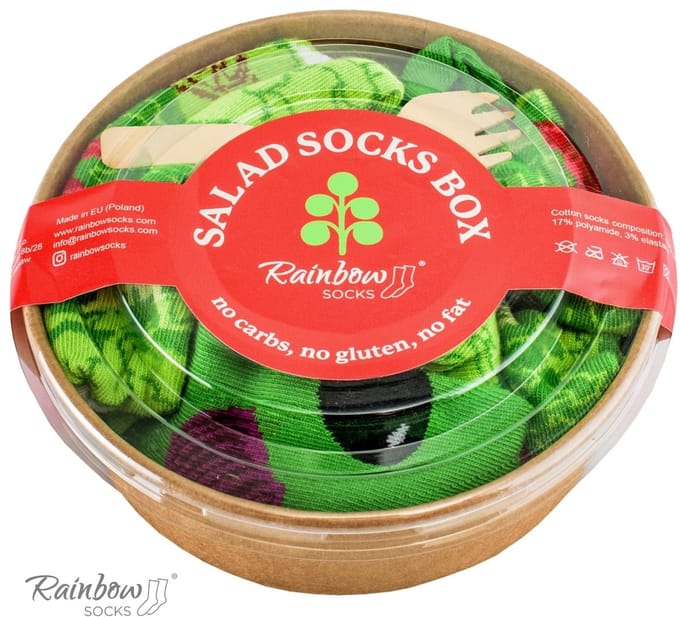 Rainbow Socks Serie - Salade Sokken - EU 41-46 - Groene Saladeprint - 2 Paar