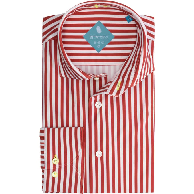 District Indigo Overhemd Performance Streep Rood (7.21.025.766 - 182)