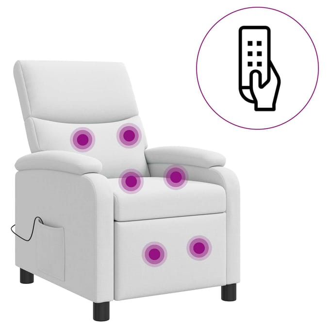 vidaXL - Massage - Relaxstoel - Wit - Stof