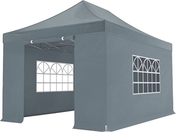 Easy up 3x4,5m grijs 40mm (aluminium buizen) semi prof partytent opvouwbaar