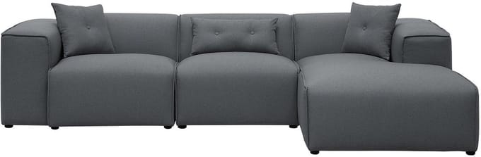 DOLVA - Hoekbank - Donkergrijs - Linkerzijde - 294 cm - Polyester