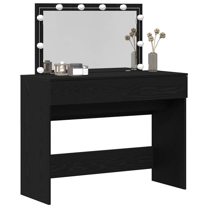 vidaXL - Kaptafel - Zwart - Eiken - 100 - x - 40 - x - 120 - cm - Bewerkt - hout
