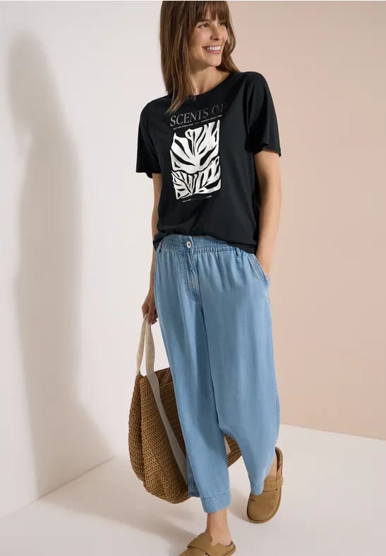 Shirt met ronde hals en frontprint