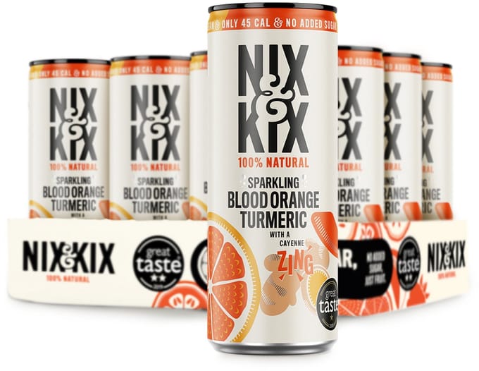 Nix&Kix - Blood Orange Tumeric - Tray 24 blikken x 250ml | Low Kcal | B-Corp