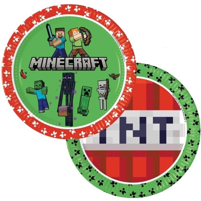 Vegaoo - 8 Minecraft papieren borden 23 cm