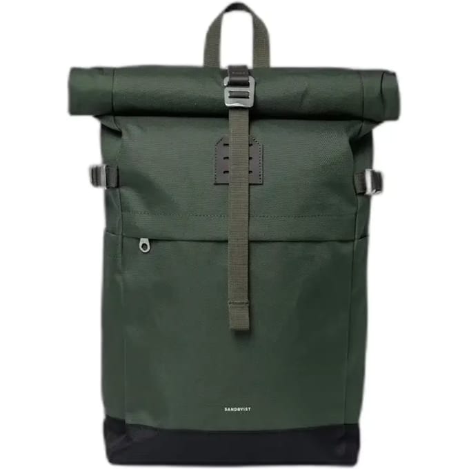 Sandqvist Icon Rolltop - Rugzak M 14 60 cm (dawn green with dark brown leather)
