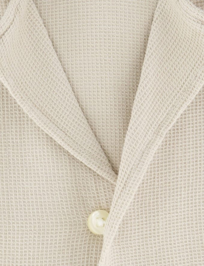 Hugo Boss casual overhemd korte mouw beige