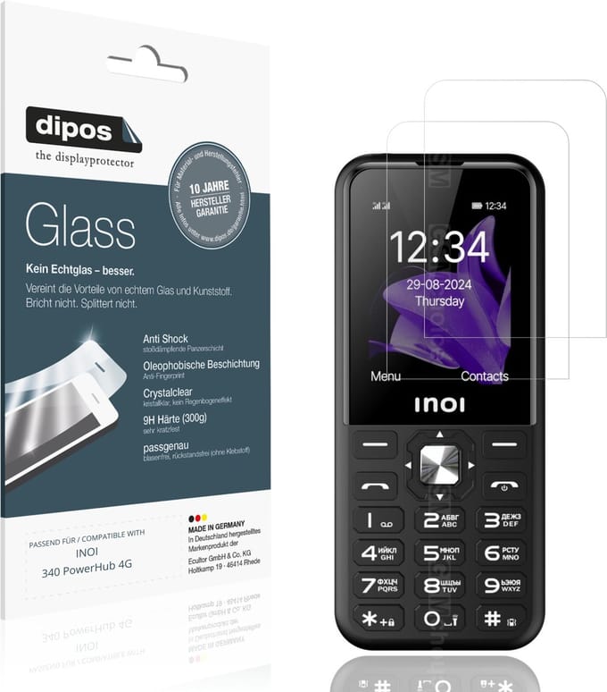 dipos – 2x Pantserfolie geschikt voor INOI 340 PowerHub 4G | 9H Screenprotector