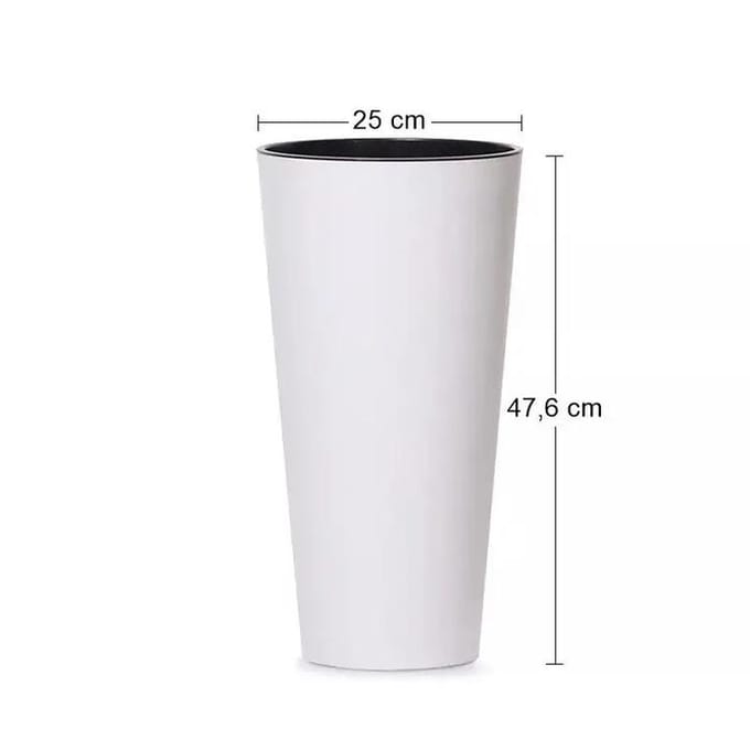 Bloempot Buiten Hoog Rond Tubus Slim Shine 25cm WIT Prosperplast