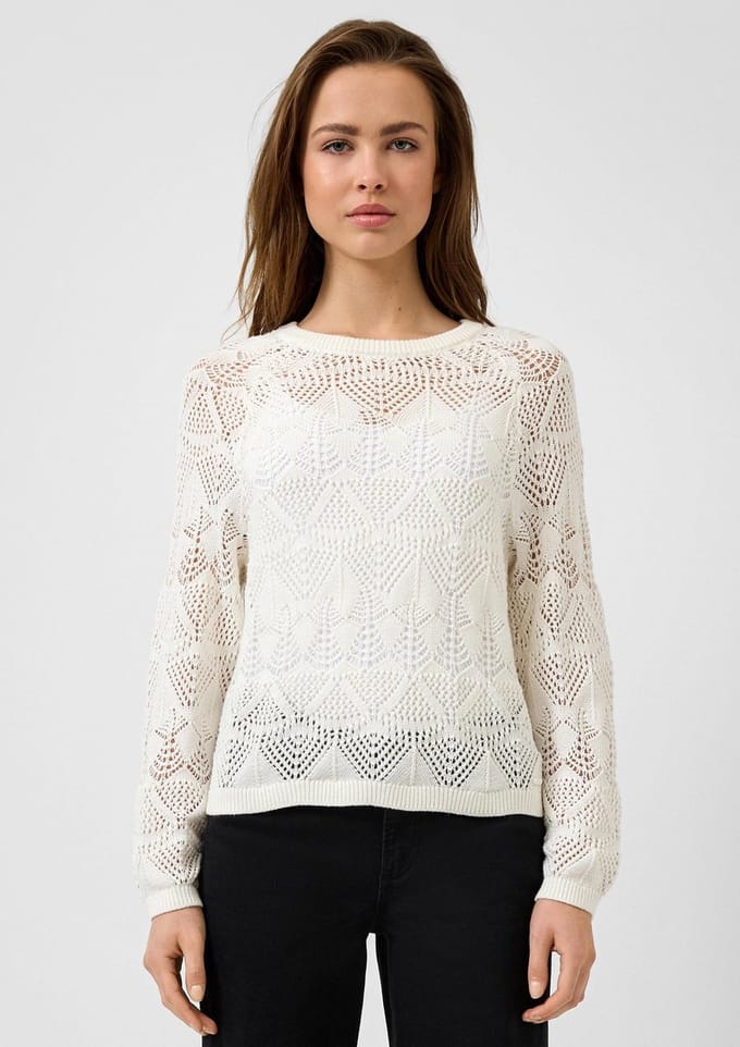 Q/S designed by - Dames pull - Maat M - Vrouwen - Creme - katoen