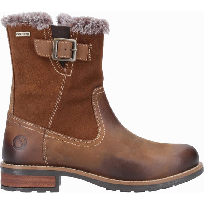 Cotswold Kemerton Leren Dames Tan Winter Middelhoge Laarzen
