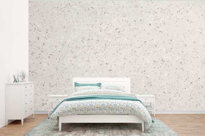 Behang - Fotobehang Graniet - Grijs - Patroon - Design - Wit - Breedte 375 cm x hoogte 280 cm
