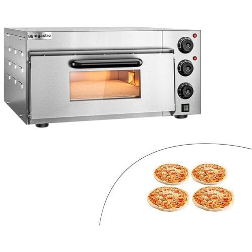 GGM Gastro Elektro Mini Pizzaofen - 4x 20cm - Manuell Zilver
