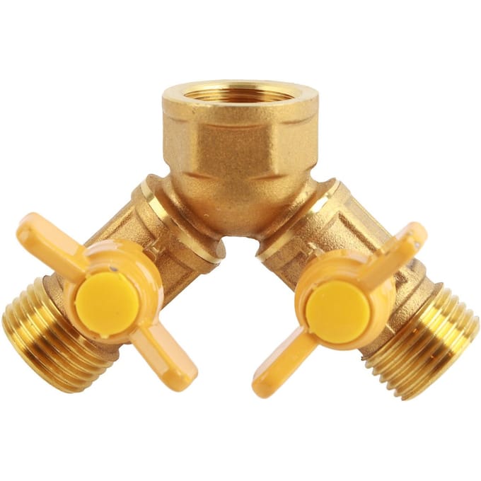 G1/2 Messing Tuinirrigatie 2-weg Dubbele Kraan Slangadapter Dubbele Kraanconnector beige