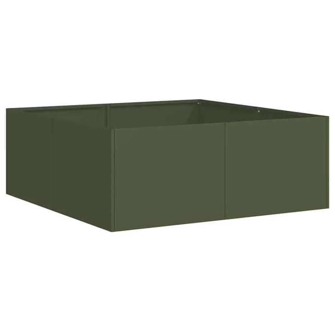 vidaXL - Plantenbak - 80x80x30 - cm - staal - olijfgroen