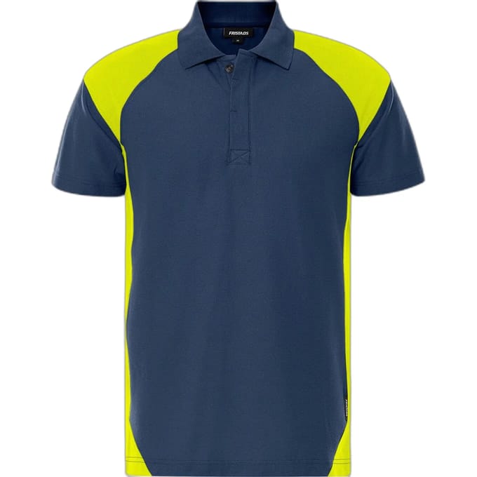 Fristads Heavy poloshirt 7047 GPM - Marineblauw/hi-vis geel - S