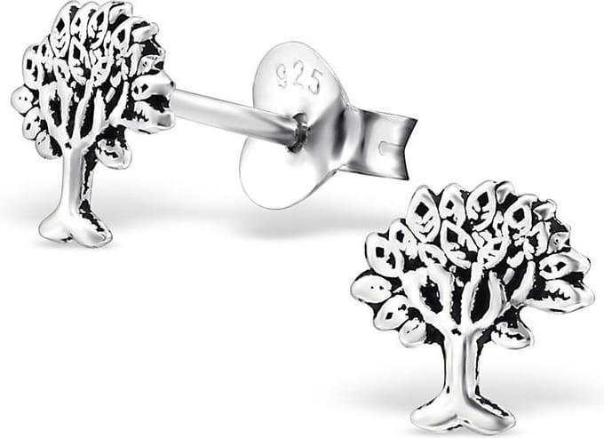 Montebello Oorbellen Alberta - 925 Zilver E-Coating - Levensboom - ∅6 mm