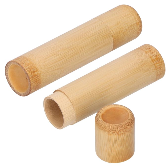 2 stuks Eco-vriendelijke Bamboe Buis Draagbare Thee Bewaarcilinder Mini Ronde Kruiden Bewaarpot beige