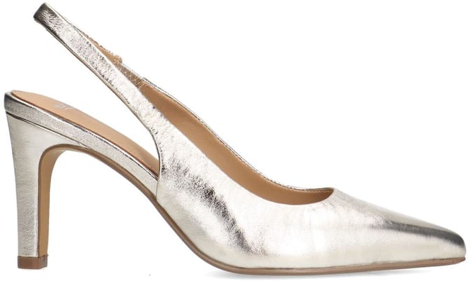 Manfield - Dames - Goudkleurige leren slingbacks - Maat 36