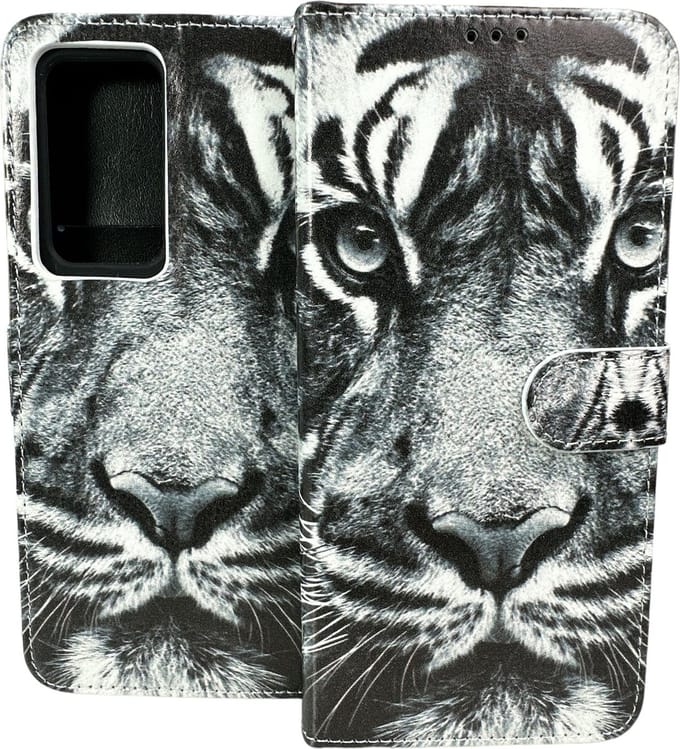 Portemonnee Book Case Hoesje Geschikt voor: Oppo A96 - Tiger Print