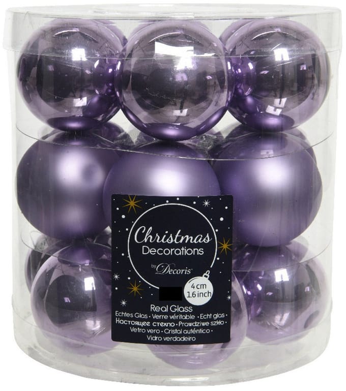 Decoris Kleine kerstballen - 36x st - lila paars - D4 cm - glas - kerstversiering