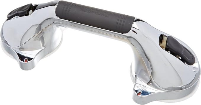 Wandbeugel met Zuignap - Badkamergreep Handgreep - Veilig In Bad - Indicator Knoppen - 298 cm - Chroom