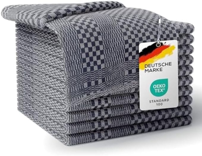 PromoHome Set van 10 Absorberende Keukendoeken in Grijs - 50x70 cm