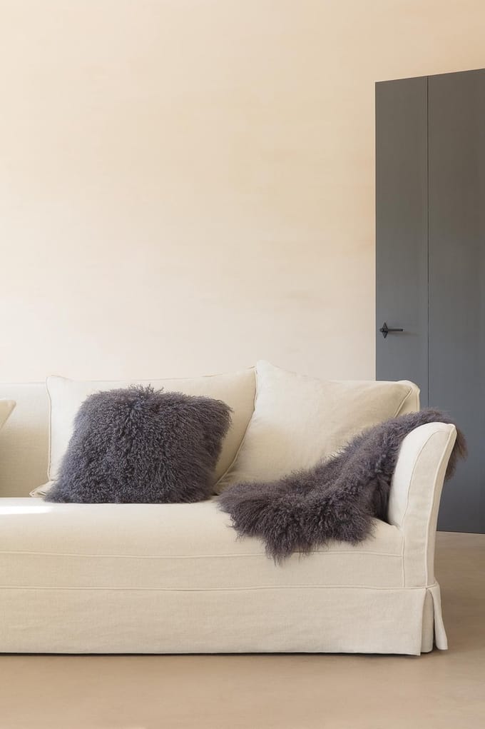 LIGNE PURE Lush – kussen – wol – eco – handmade - modern – luxueus - Donkergrijs - 45x45