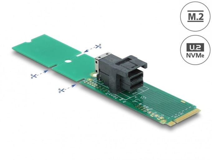 Delock Adapter Serieel [1x M.2 Key M-stekker - 1x Mini-SAS-bus (SFF-8643)] Groen