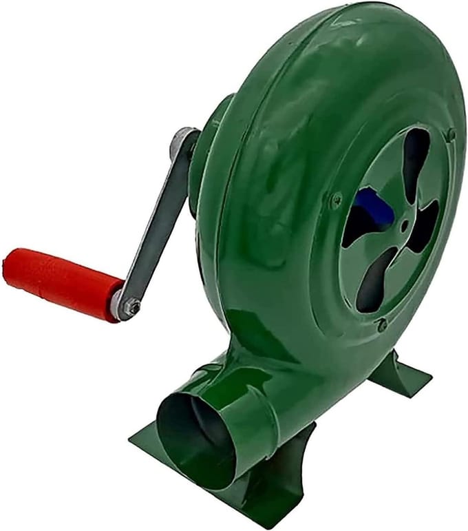 Handbediende Ventilator - BBQ Blaasbalg - Vuur Aanmaken - Gietijzeren Constructie - 150W - Groen