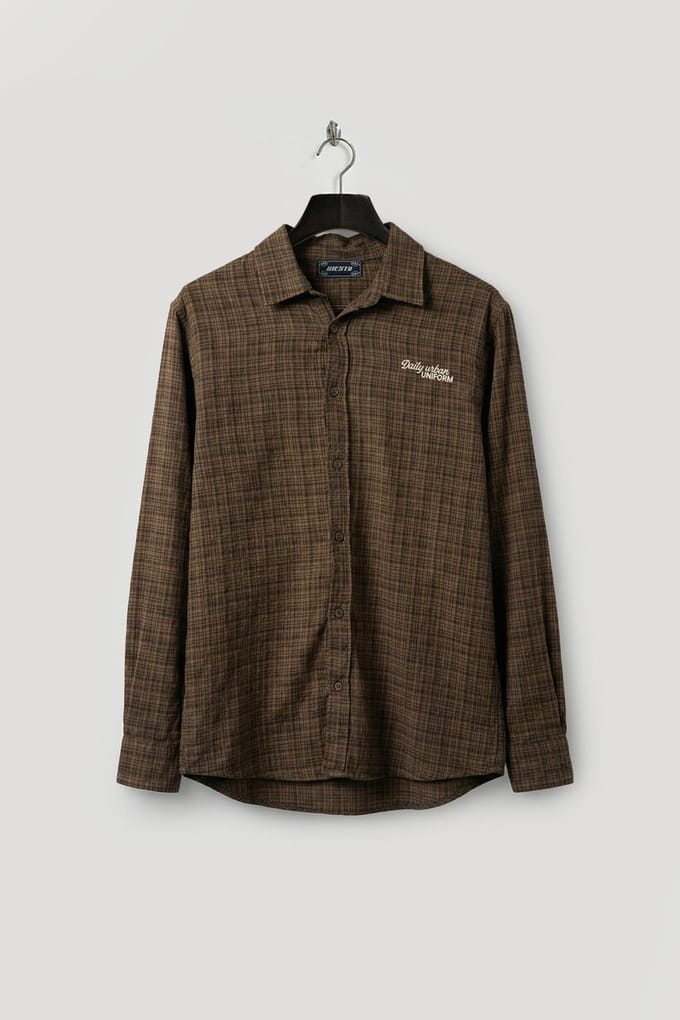 Heren Relaxed Fit Geruite Poplin Overhemd