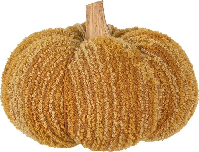 Clayre & Eef Decoratie Pompoen Ø 15x12 cm Geel Polyester Herfst decoratie