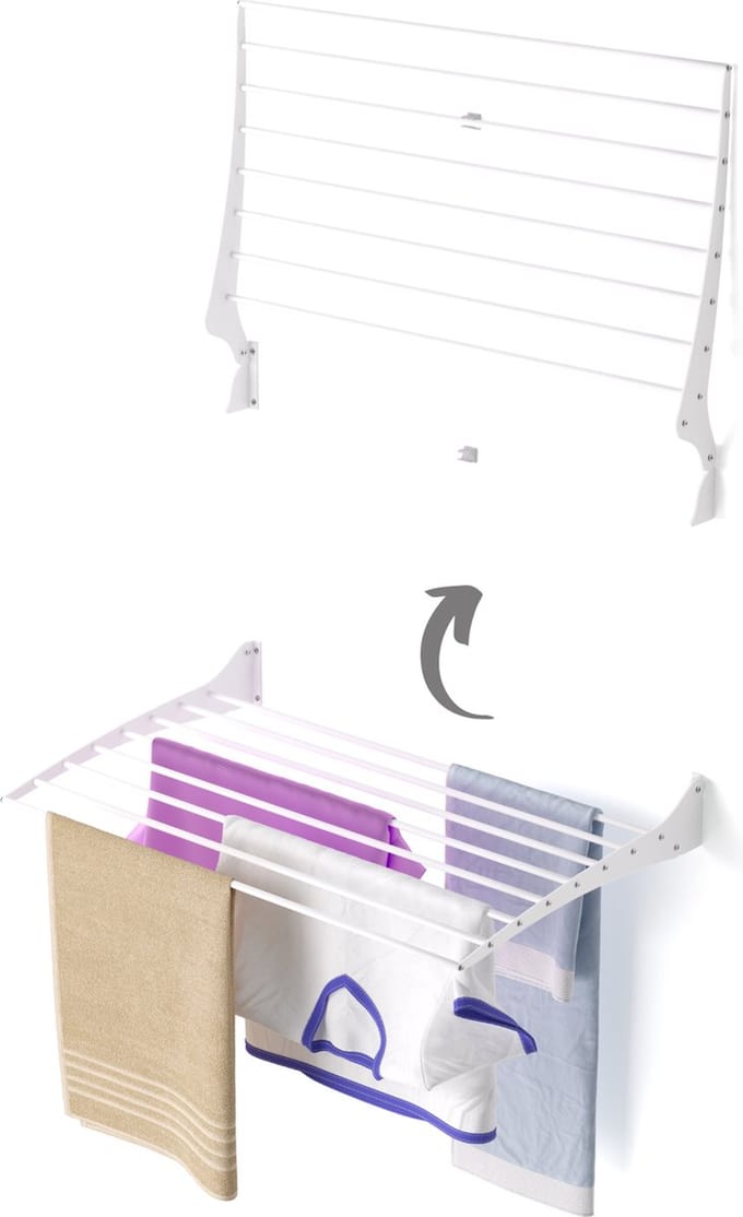 Foxydry Fold 82 cm white wasdroogrek wandmontage clicksysteem - 82 x 50 x 10 cm