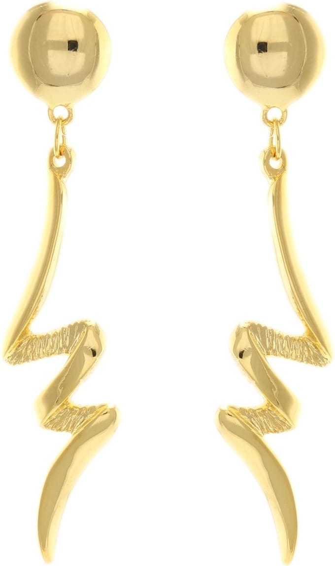 Behave - Dames oorbellen - Goudkleur hangmodel zigzag chic - 6,5 cm