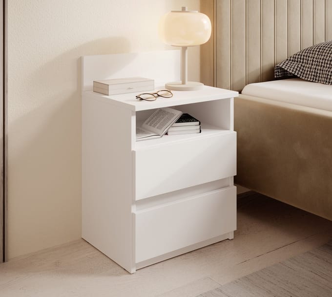 Meubella - Nachtkastje Masuka - Wit - 40 cm