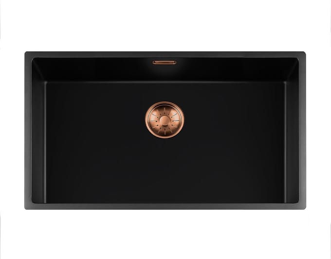 Lorreine Black Quartz Series spoelbak 7440cm Plug Copper 74BQ-FU-Copper
