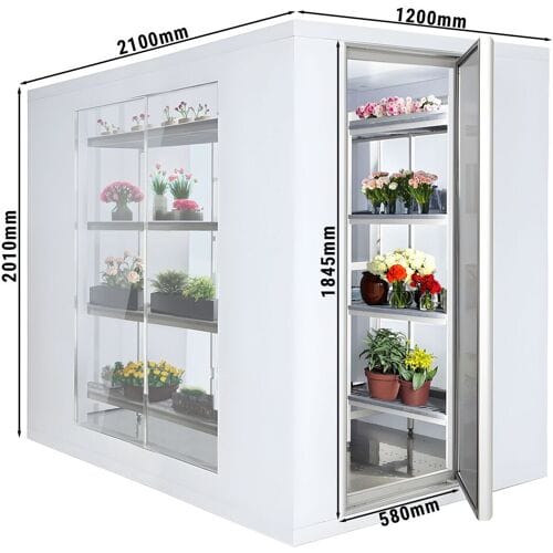 GGM Gastro Kühlzelle - 1200x2100mm - 3,7m³ - mit 3 Glasseiten Wit