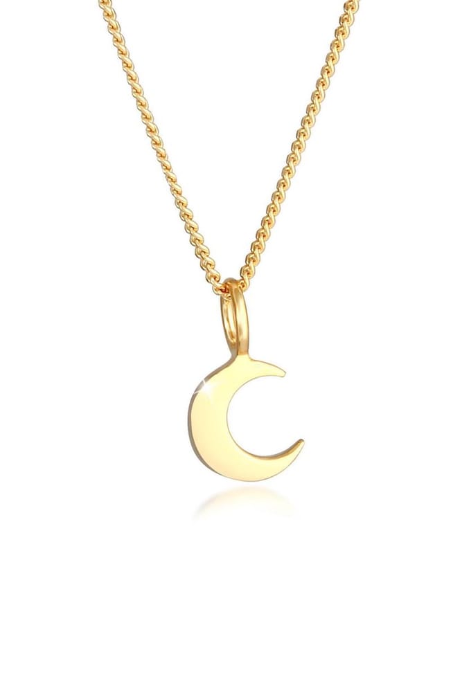 Elli - Halsketting - Dames Maan Halve Maan Astro Basic Pantserketting van verguld 925 Sterling Zilver - Dames