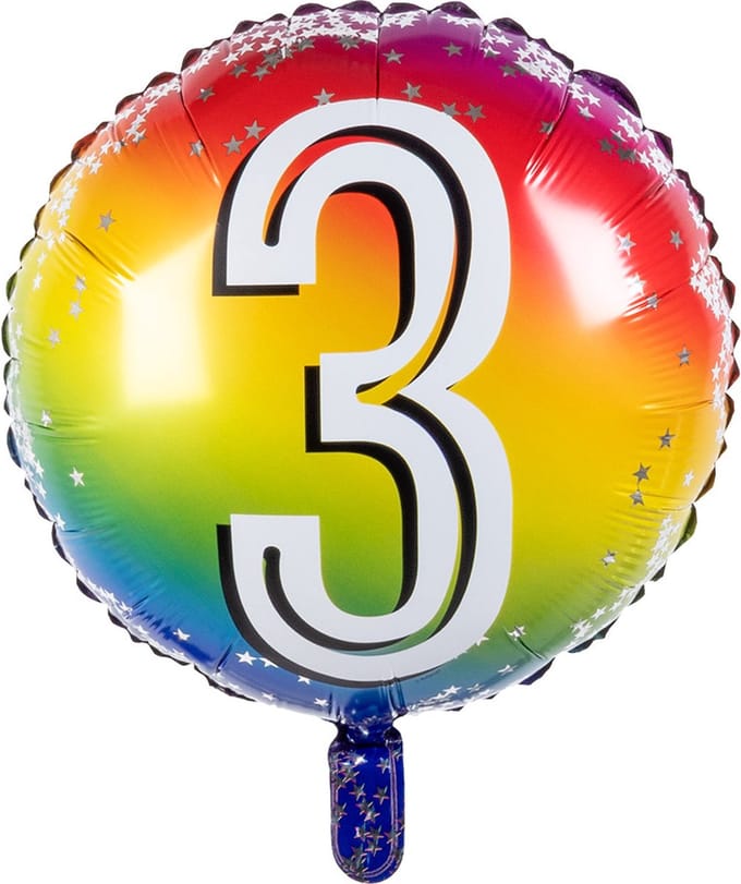 Boland - Folieballon '3' 3 - Multi - Cijfer ballon
