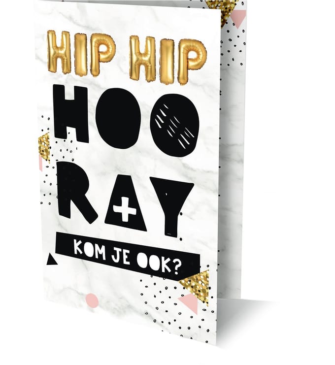 Uitnodigingskaarten - Hip hip hooray - 6st.