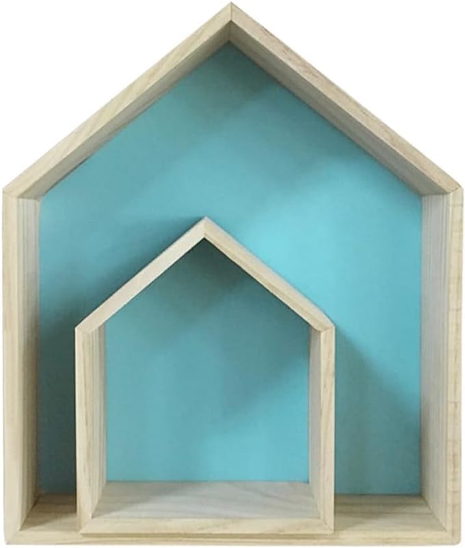 Huis Opbergrek - Kinderkamer Organizer - Speelgoed Presenteren - Creatief Hout Design - Groot Klein - Blauw