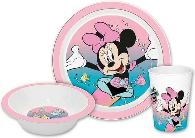 Disney Minnie Mouse - kinder ontbijt set - 3-delig - roze - kunststof