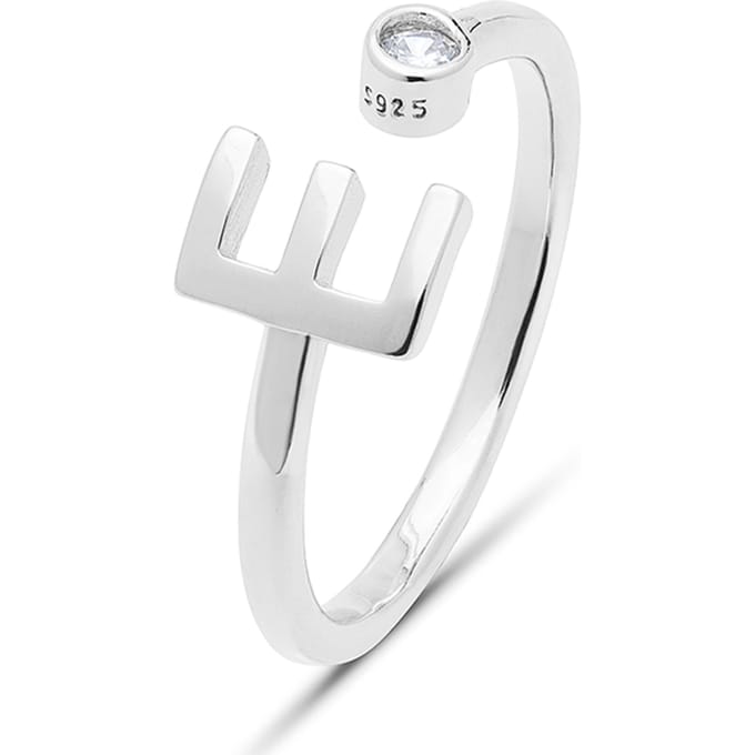 Bague - LUXENTER - Alphabet - Argent 925 - Zircone Brillante - Finition Rhodiée Taille unique white