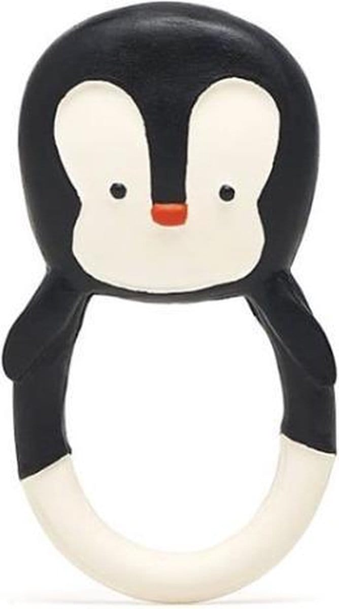 Lanco rubberen bijtring - Nui the Pinguin - zwart - wit