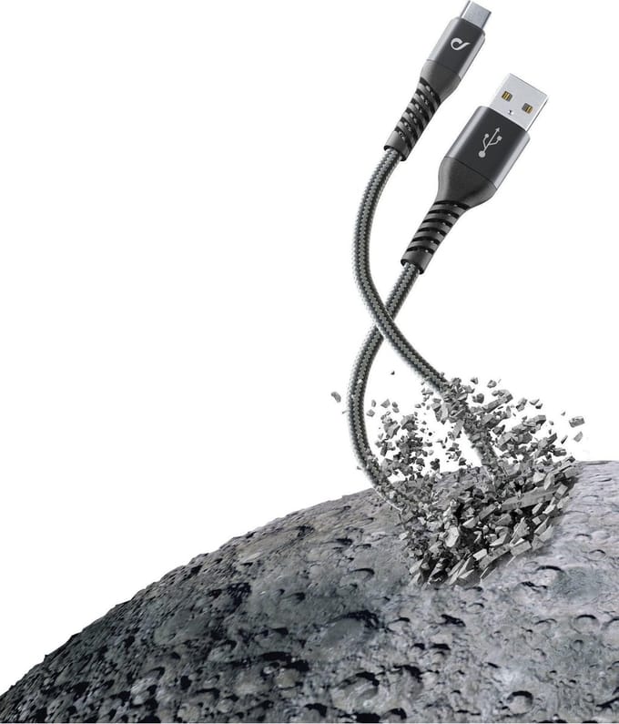Cellularline - Usb kabel, kevlar usb-a to usb-c 2m, zwart