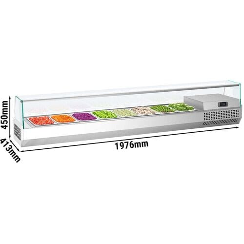 GGM Gastro Kühlaufsatzvitrine Premium PLUS - 1976x413mm - 8x GN 1/3 Zilver